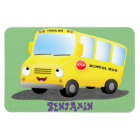 Cute happy yellow school bus cartoon