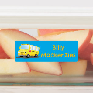Cute happy yellow school bus cartoon personalized