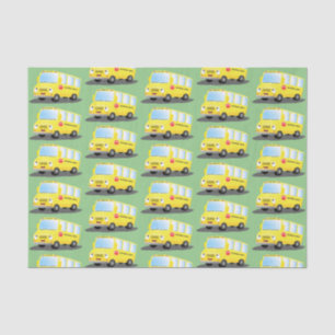 Cute happy yellow school bus cartoon tissue paper