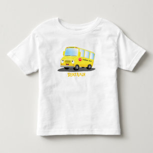 Cute happy yellow school bus cartoon toddler t-shirt