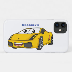 Cute happy yellow sports car cartoon iPhone 11 case