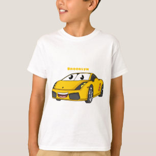 Cute happy yellow sports car cartoon T-Shirt