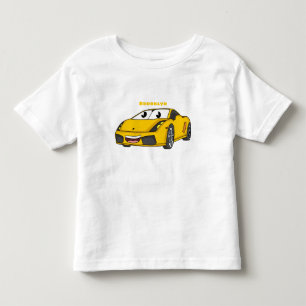 Cute happy yellow sports car cartoon toddler t-shirt