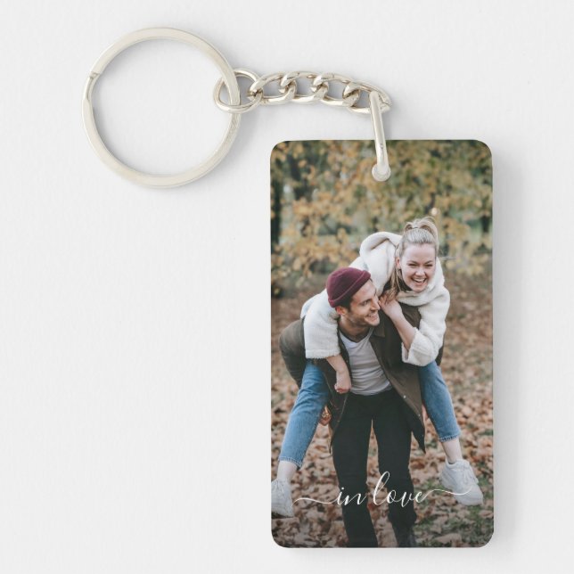 Cute Happy You And Me In Love Classy Elegant Quote Keychain (Front)