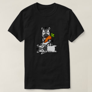 Cute Happy Zebra with Carrot Cartoon Fun Animal T-Shirt