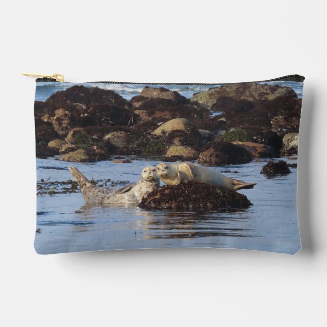 Cute Harbour Seal Pair Posed for Me Accessory Pouch (Front)