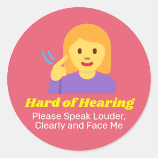 Cute Hard of Hearing Girl with personalized text Classic Round Sticker
