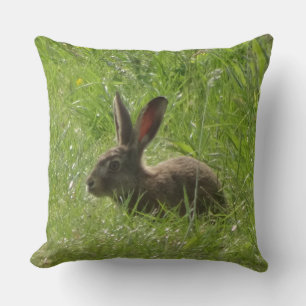 Cute Hare Close Up Throw Pillow