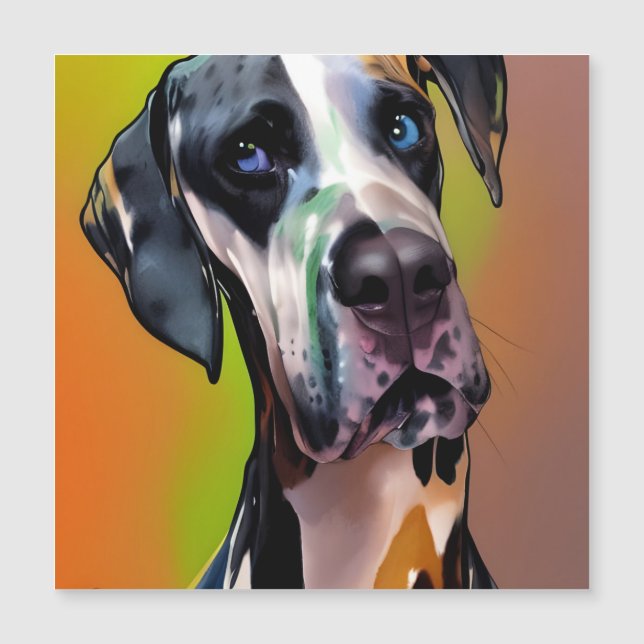  Cute Harlequin Great Dane  Magnet (Front)