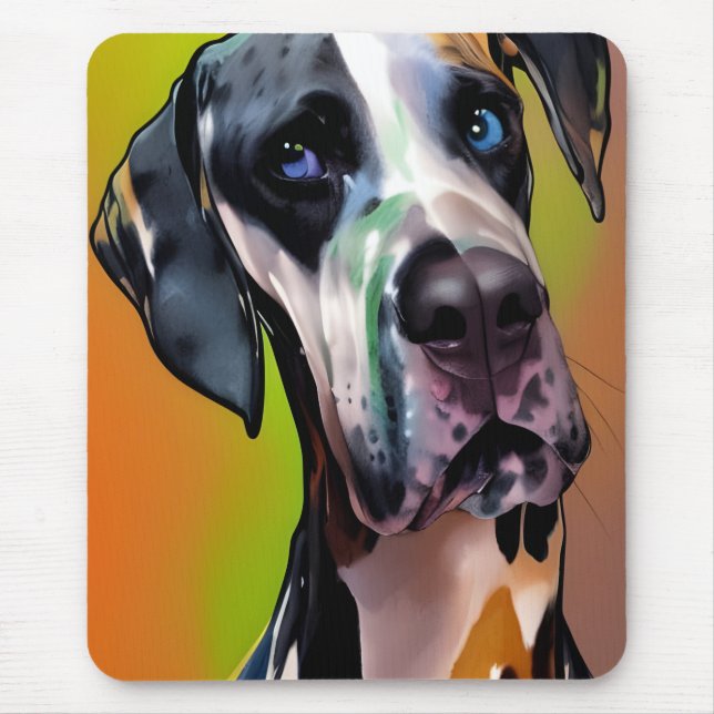  Cute Harlequin Great Dane  Mouse Pad (Front)