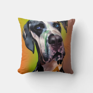  Cute Harlequin Great Dane Throw Pillow