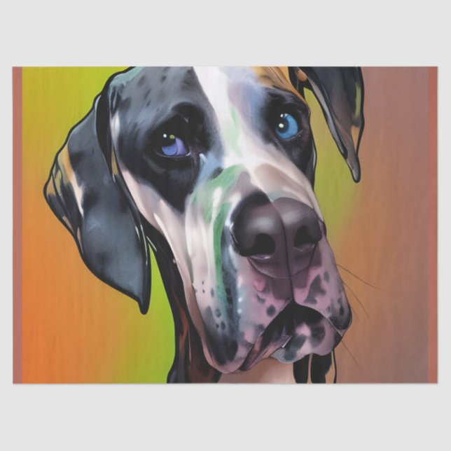  Cute Harlequin Great Dane Tissue Paper (Front)