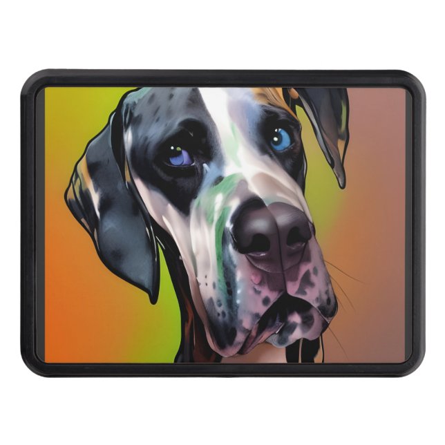  Cute Harlequin Great Dane  Trailer Hitch Cover (Front)