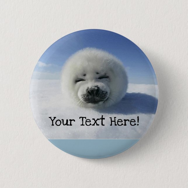 Cute Harp Seal 2 Inch Round Button (Front)