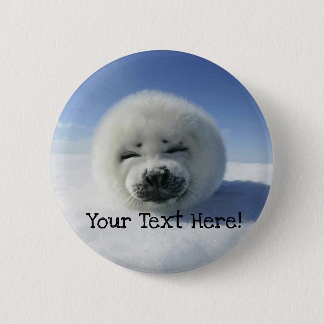 Cute Harp Seal 2 Inch Round Button (Front)