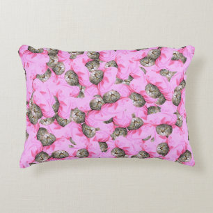 Cute Hat in a Pink Cap Pattern Random Accent Pillow