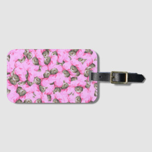 Cute Hat in a Pink Cap Pattern Random Luggage Tag