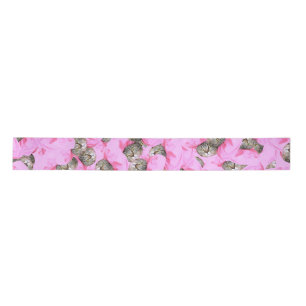 Cute Hat in a Pink Cap Pattern Satin Ribbon