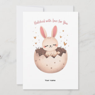 Cute Hatched Bunny with Love Holiday Card
