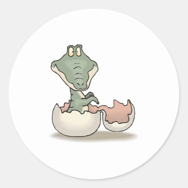 cute hatching baby alligator classic round sticker (Front)