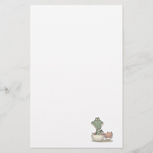 cute hatching baby alligator stationery (Front)
