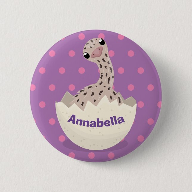 Cute hatching baby ostrich cartoon illustration 2 inch round button (Front)