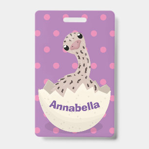 Cute hatching baby ostrich cartoon illustration badge