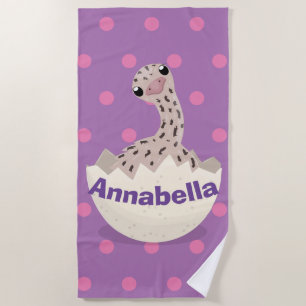 Cute hatching baby ostrich cartoon illustration beach towel