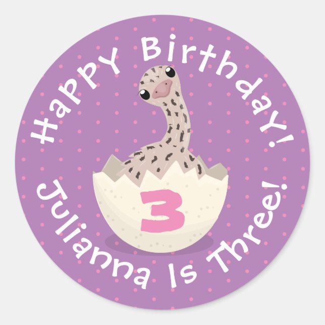 Cute hatching baby ostrich cartoon illustration classic round sticker (Front)
