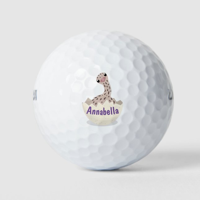 Cute hatching baby ostrich cartoon illustration golf balls (Front)
