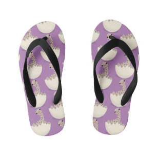 Cute hatching baby ostrich cartoon illustration kid's flip flops