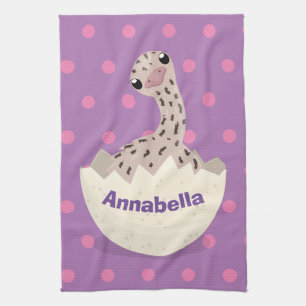 Cute hatching baby ostrich cartoon illustration kitchen towel