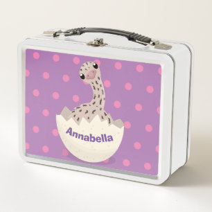Cute hatching baby ostrich cartoon illustration metal lunch box