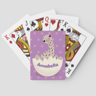 Cute hatching baby ostrich cartoon illustration playing cards