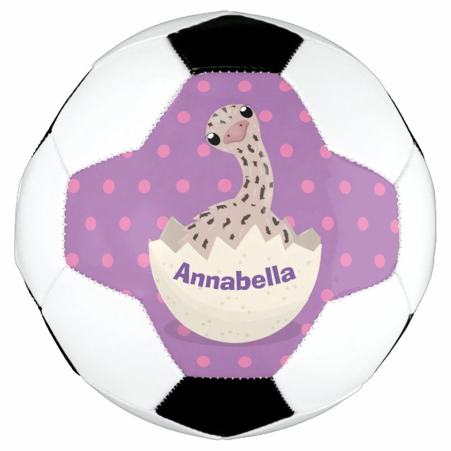 Cute hatching baby ostrich cartoon illustration soccer ball (Front)