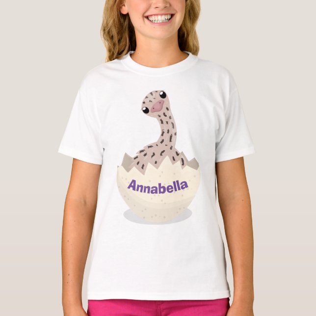 Cute hatching baby ostrich cartoon illustration T-Shirt (Front)