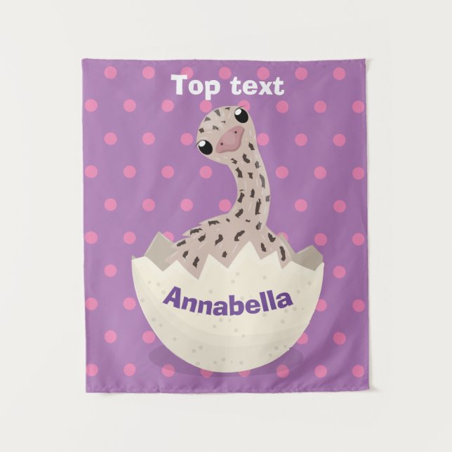 Cute hatching baby ostrich cartoon illustration tapestry (Front)