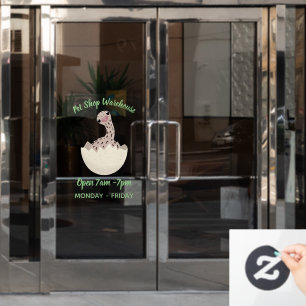 Cute hatching baby ostrich cartoon illustration window cling