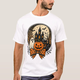 Cute Haunted House Ghost Cat Halloween T-Shirt