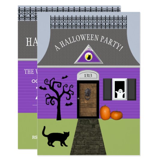 Cute Haunted House Halloween Invitation