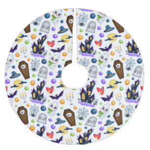 Cute Haunted House Halloween Pattern Brushed Polyester Tree Skirt