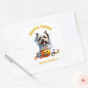 Cute Haunted Treats Yorkie Pup Adorable Halloween Square Sticker