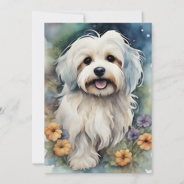 Cute Havanese Dog in Watercolor  Invitation (Front)