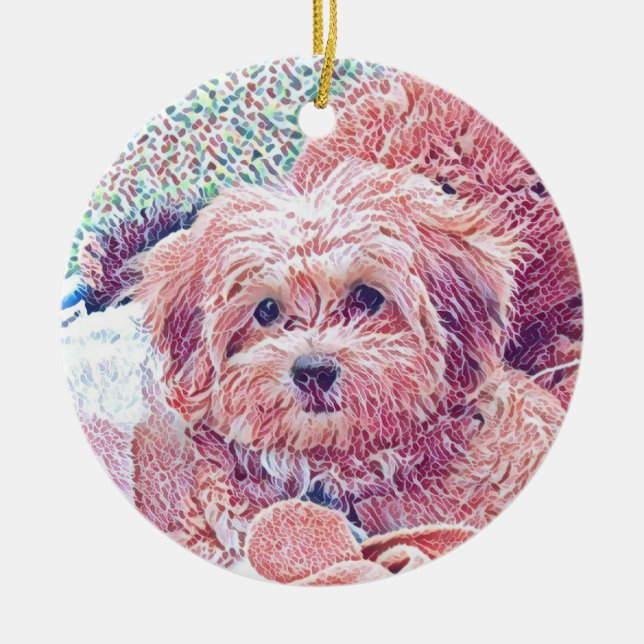 Cute Havapookie Christmas Ornament (Front)