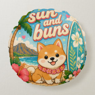 Cute Hawaii kawaii circle pillow