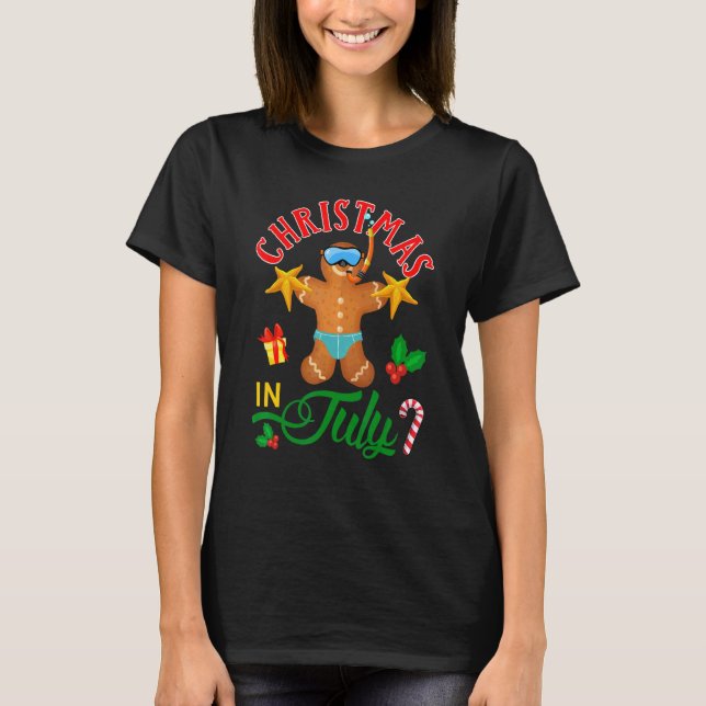 Cute Hawaii Snorkel Gingerbread Snorkeling Christm T-Shirt (Front)