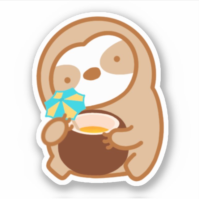 Cute Hawaiian Coconut Drink Sloth (Front)