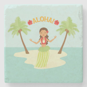 Cute Hawaiian Luau Hula Girl Coaster