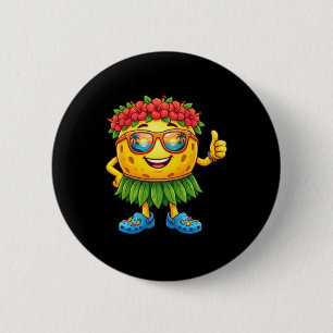 Cute Hawaiian Pickleball Ball Tropical Beach 2 Inch Round Button