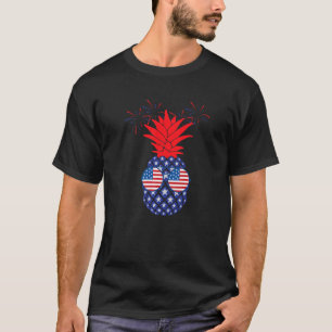 Cute Hawaiian Pineapple American Flag Sunglasses 4 T-Shirt